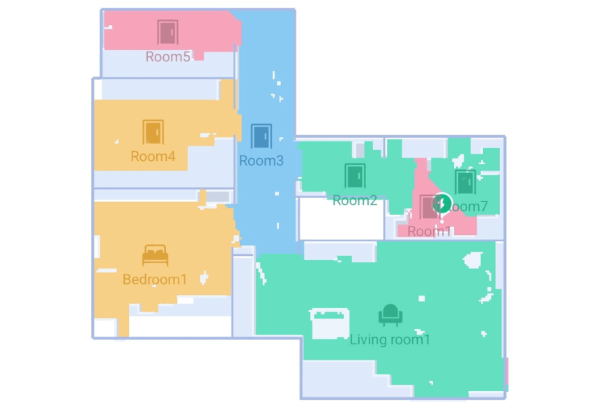 Die Wohnungskarte ist in der Ecovacs Deebot X1 Turbo App zu sehen.